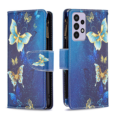 Funda de Cuero Cartera con Soporte Patron de Moda Carcasa B04F para Samsung Galaxy A73 5G Azul