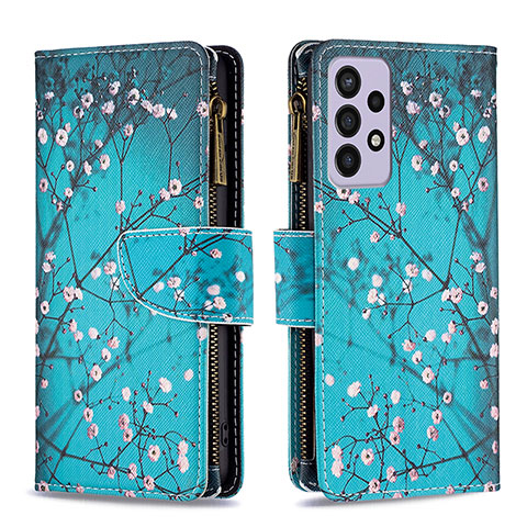 Funda de Cuero Cartera con Soporte Patron de Moda Carcasa B04F para Samsung Galaxy A73 5G Cian