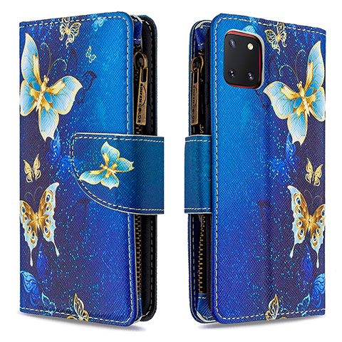 Funda de Cuero Cartera con Soporte Patron de Moda Carcasa B04F para Samsung Galaxy A81 Azul