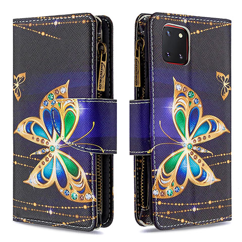 Funda de Cuero Cartera con Soporte Patron de Moda Carcasa B04F para Samsung Galaxy A81 Negro