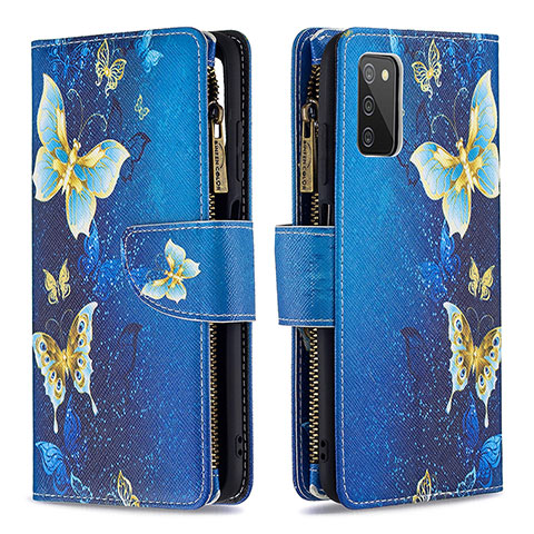 Funda de Cuero Cartera con Soporte Patron de Moda Carcasa B04F para Samsung Galaxy F02S SM-E025F Azul