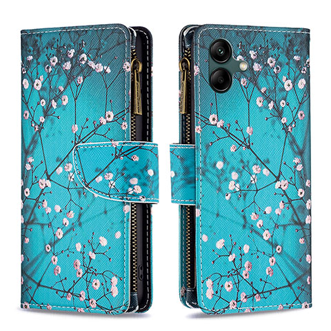 Funda de Cuero Cartera con Soporte Patron de Moda Carcasa B04F para Samsung Galaxy F04 Cian