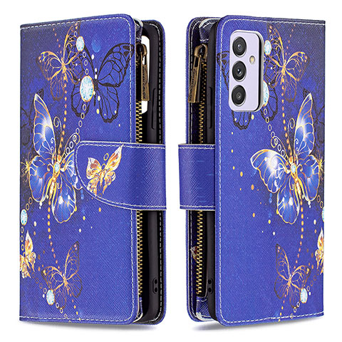 Funda de Cuero Cartera con Soporte Patron de Moda Carcasa B04F para Samsung Galaxy F54 5G Azul Real