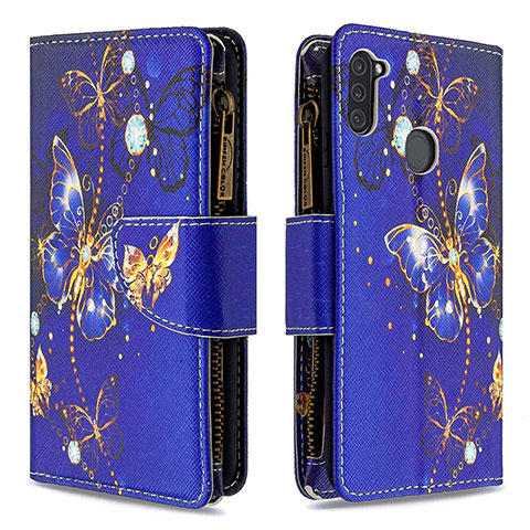 Funda de Cuero Cartera con Soporte Patron de Moda Carcasa B04F para Samsung Galaxy M11 Azul Real