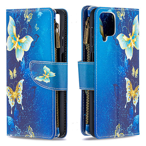 Funda de Cuero Cartera con Soporte Patron de Moda Carcasa B04F para Samsung Galaxy M12 Azul