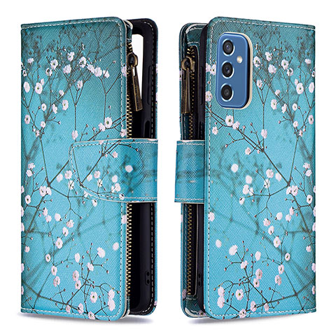 Funda de Cuero Cartera con Soporte Patron de Moda Carcasa B04F para Samsung Galaxy M52 5G Cian