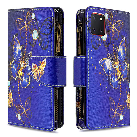 Funda de Cuero Cartera con Soporte Patron de Moda Carcasa B04F para Samsung Galaxy M60s Azul Real