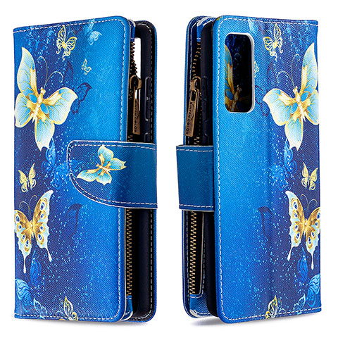 Funda de Cuero Cartera con Soporte Patron de Moda Carcasa B04F para Samsung Galaxy S20 FE 4G Azul