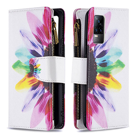 Funda de Cuero Cartera con Soporte Patron de Moda Carcasa B04F para Vivo V21e 4G Multicolor