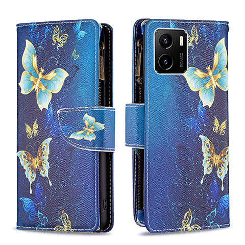 Funda de Cuero Cartera con Soporte Patron de Moda Carcasa B04F para Vivo Y01A Azul