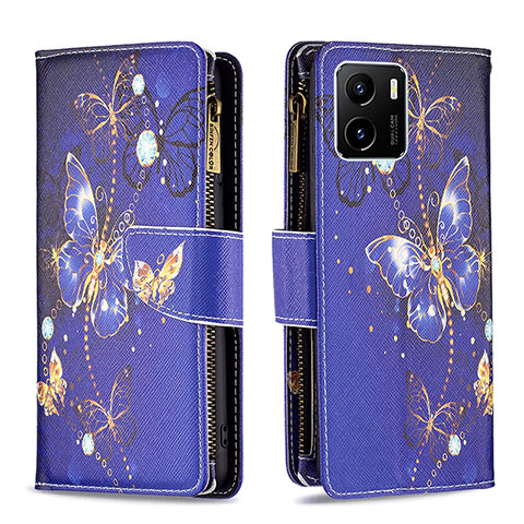 Funda de Cuero Cartera con Soporte Patron de Moda Carcasa B04F para Vivo Y01A Azul Real