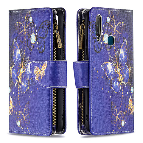 Funda de Cuero Cartera con Soporte Patron de Moda Carcasa B04F para Vivo Y11 Azul Real