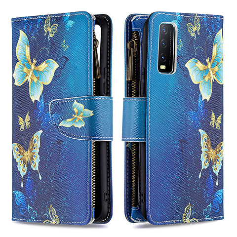 Funda de Cuero Cartera con Soporte Patron de Moda Carcasa B04F para Vivo Y11s Azul