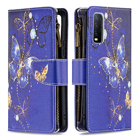 Funda de Cuero Cartera con Soporte Patron de Moda Carcasa B04F para Vivo Y20a Azul Real