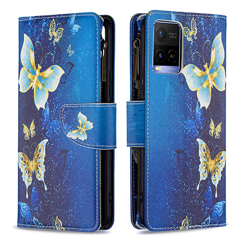 Funda de Cuero Cartera con Soporte Patron de Moda Carcasa B04F para Vivo Y33T Azul