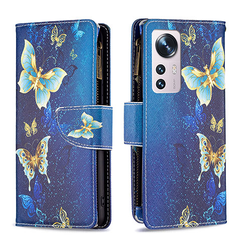 Funda de Cuero Cartera con Soporte Patron de Moda Carcasa B04F para Xiaomi Mi 12S Pro 5G Azul