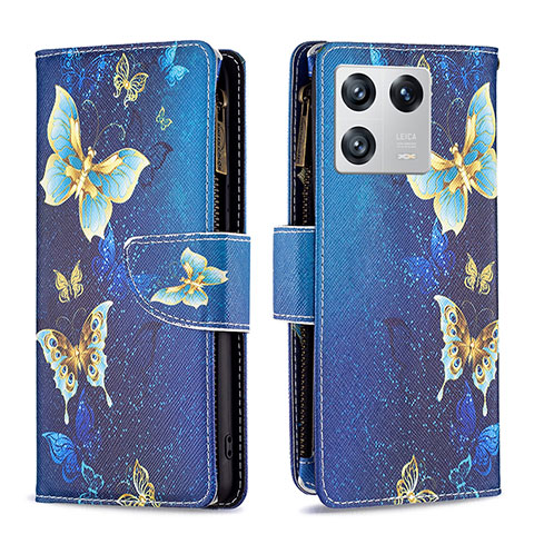 Funda de Cuero Cartera con Soporte Patron de Moda Carcasa B04F para Xiaomi Mi 13 Pro 5G Azul