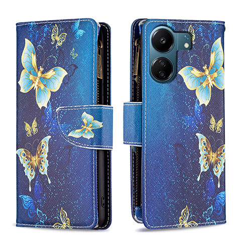 Funda de Cuero Cartera con Soporte Patron de Moda Carcasa B04F para Xiaomi Poco C65 Azul