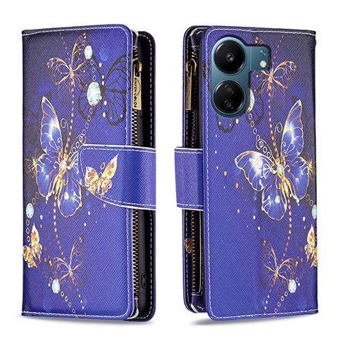 Funda de Cuero Cartera con Soporte Patron de Moda Carcasa B04F para Xiaomi Poco C65 Azul Real