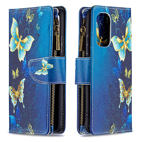 Funda de Cuero Cartera con Soporte Patron de Moda Carcasa B04F para Xiaomi Poco F3 5G Azul