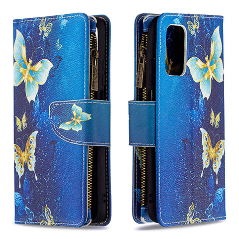 Funda de Cuero Cartera con Soporte Patron de Moda Carcasa B04F para Xiaomi Poco M3 Azul