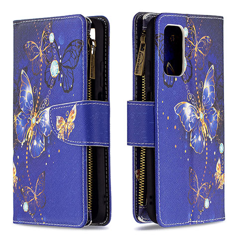 Funda de Cuero Cartera con Soporte Patron de Moda Carcasa B04F para Xiaomi Poco M3 Azul Real