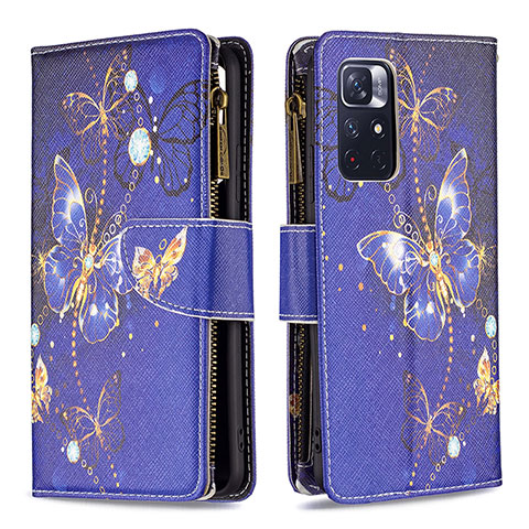 Funda de Cuero Cartera con Soporte Patron de Moda Carcasa B04F para Xiaomi Poco M4 Pro 5G Azul Real