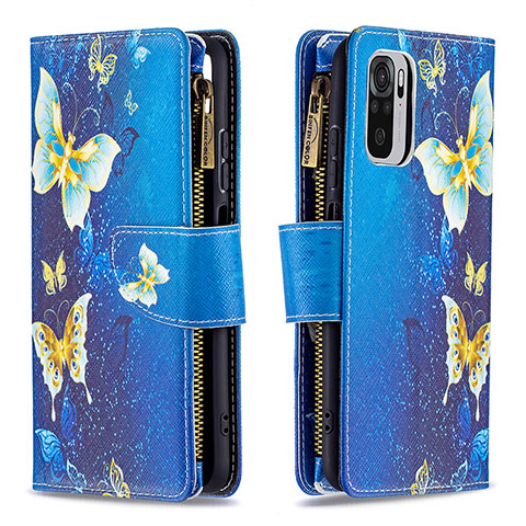 Funda de Cuero Cartera con Soporte Patron de Moda Carcasa B04F para Xiaomi Poco M5S Azul