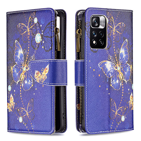 Funda de Cuero Cartera con Soporte Patron de Moda Carcasa B04F para Xiaomi Poco X4 NFC Azul Real