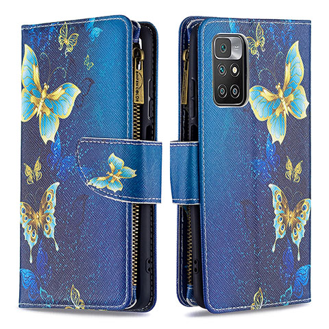 Funda de Cuero Cartera con Soporte Patron de Moda Carcasa B04F para Xiaomi Redmi 10 (2022) Azul