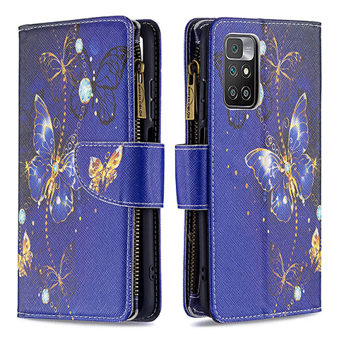 Funda de Cuero Cartera con Soporte Patron de Moda Carcasa B04F para Xiaomi Redmi 10 (2022) Azul Real