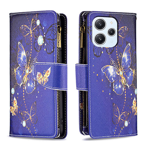 Funda de Cuero Cartera con Soporte Patron de Moda Carcasa B04F para Xiaomi Redmi 12 4G Azul Real