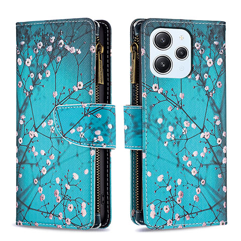 Funda de Cuero Cartera con Soporte Patron de Moda Carcasa B04F para Xiaomi Redmi 12 4G Cian