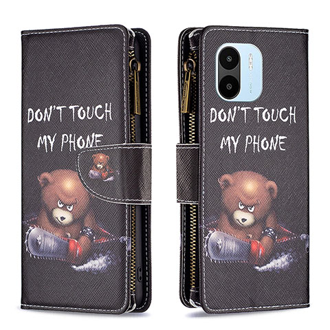 Funda de Cuero Cartera con Soporte Patron de Moda Carcasa B04F para Xiaomi Redmi A2 Gris Oscuro