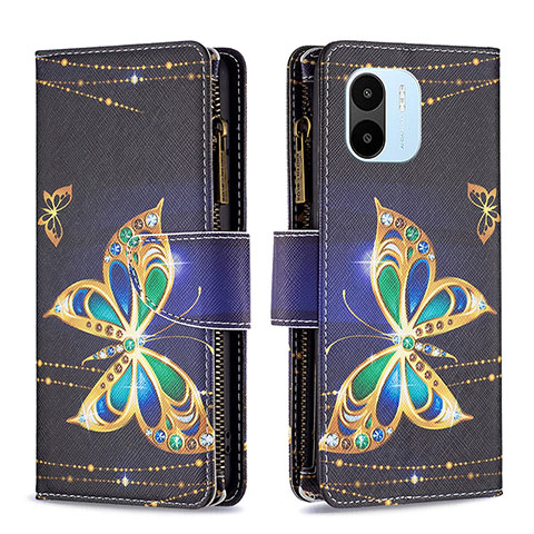 Funda de Cuero Cartera con Soporte Patron de Moda Carcasa B04F para Xiaomi Redmi A2 Plus Negro