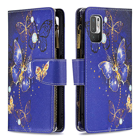 Funda de Cuero Cartera con Soporte Patron de Moda Carcasa B04F para Xiaomi Redmi Note 10 5G Azul Real