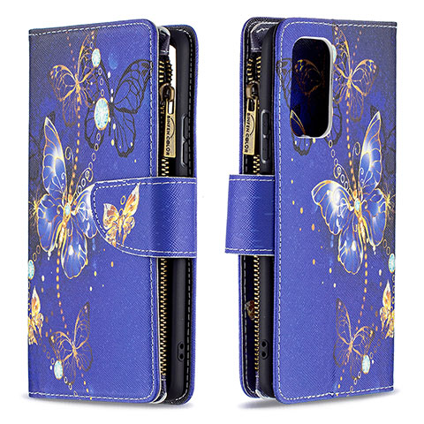 Funda de Cuero Cartera con Soporte Patron de Moda Carcasa B04F para Xiaomi Redmi Note 10 Pro 4G Azul Real