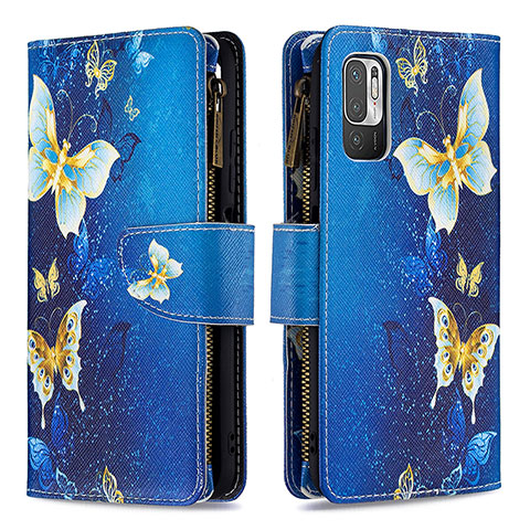 Funda de Cuero Cartera con Soporte Patron de Moda Carcasa B04F para Xiaomi Redmi Note 10T 5G Azul