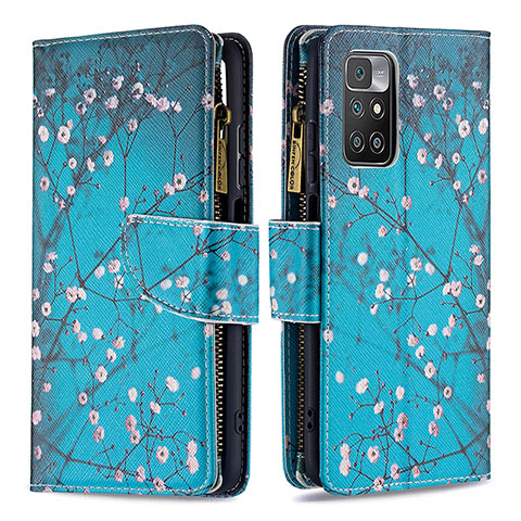 Funda de Cuero Cartera con Soporte Patron de Moda Carcasa B04F para Xiaomi Redmi Note 11 4G (2021) Cian