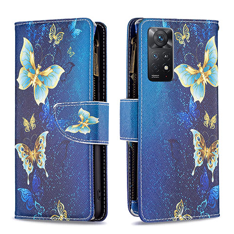 Funda de Cuero Cartera con Soporte Patron de Moda Carcasa B04F para Xiaomi Redmi Note 11 Pro 5G Azul