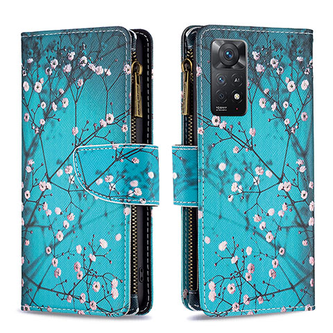 Funda de Cuero Cartera con Soporte Patron de Moda Carcasa B04F para Xiaomi Redmi Note 11 Pro 5G Cian