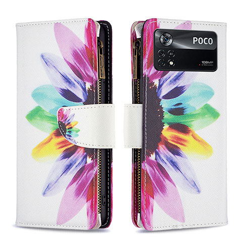 Funda de Cuero Cartera con Soporte Patron de Moda Carcasa B04F para Xiaomi Redmi Note 11E Pro 5G Multicolor