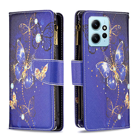 Funda de Cuero Cartera con Soporte Patron de Moda Carcasa B04F para Xiaomi Redmi Note 12 4G Azul Real