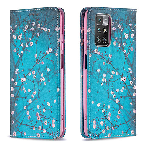 Funda de Cuero Cartera con Soporte Patron de Moda Carcasa B05F para Xiaomi Redmi 10 4G Cian