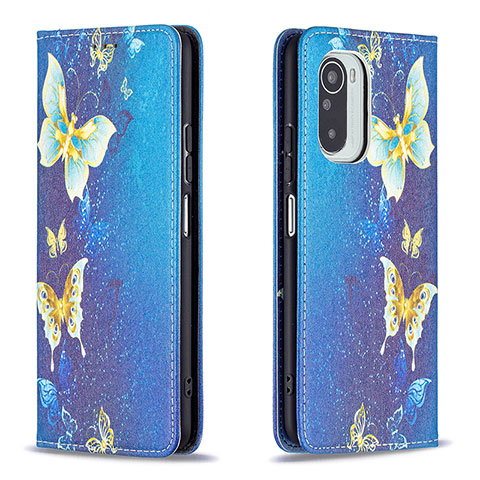 Funda de Cuero Cartera con Soporte Patron de Moda Carcasa B05F para Xiaomi Redmi K40 5G Azul