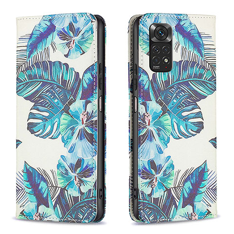 Funda de Cuero Cartera con Soporte Patron de Moda Carcasa B05F para Xiaomi Redmi Note 11 4G (2022) Azul Cielo