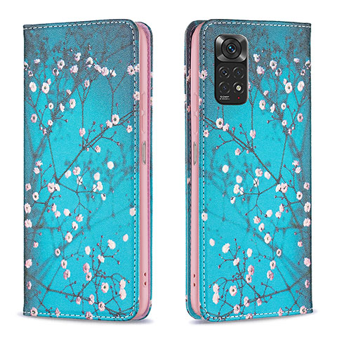 Funda de Cuero Cartera con Soporte Patron de Moda Carcasa B05F para Xiaomi Redmi Note 11 4G (2022) Cian