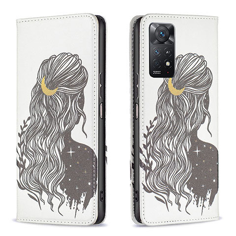 Funda de Cuero Cartera con Soporte Patron de Moda Carcasa B05F para Xiaomi Redmi Note 11 Pro 4G Negro