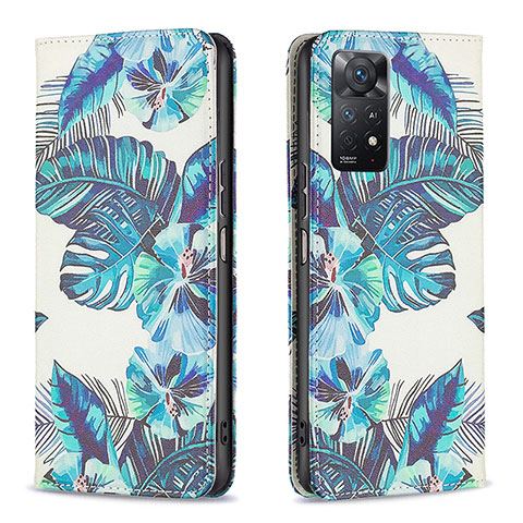 Funda de Cuero Cartera con Soporte Patron de Moda Carcasa B05F para Xiaomi Redmi Note 11 Pro 5G Azul Cielo