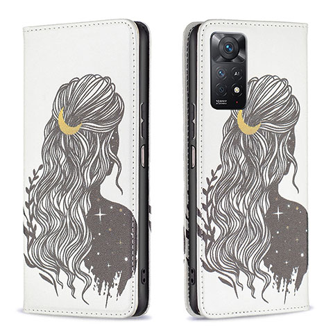 Funda de Cuero Cartera con Soporte Patron de Moda Carcasa B05F para Xiaomi Redmi Note 11 Pro 5G Negro